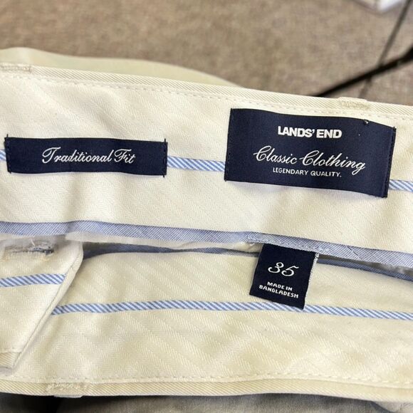 Lands' End Light Beige Flat Front Straight Leg Traditional Fit Chino Pants Sz 35 - Picture 6 of 14